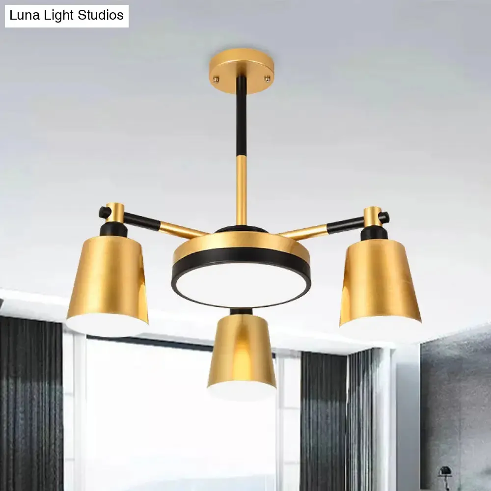 Modern Gold Chandelier - Barrel and Round Design with 3/5/6 Lights - Ideal for Living Room Ceiling Hang Fixture