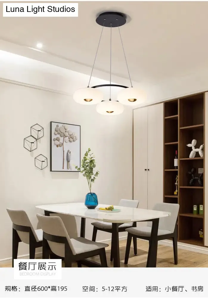 Modern LED Dining Room Chandelier - Acrylic 3-Head Pendant Light (Black/White)