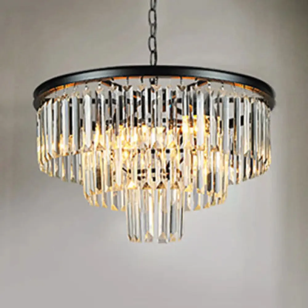 Modern LED Tiered Crystal Chandelier for Bedroom - Amber/Smoke Gray - 19.5"/23.5" Wide