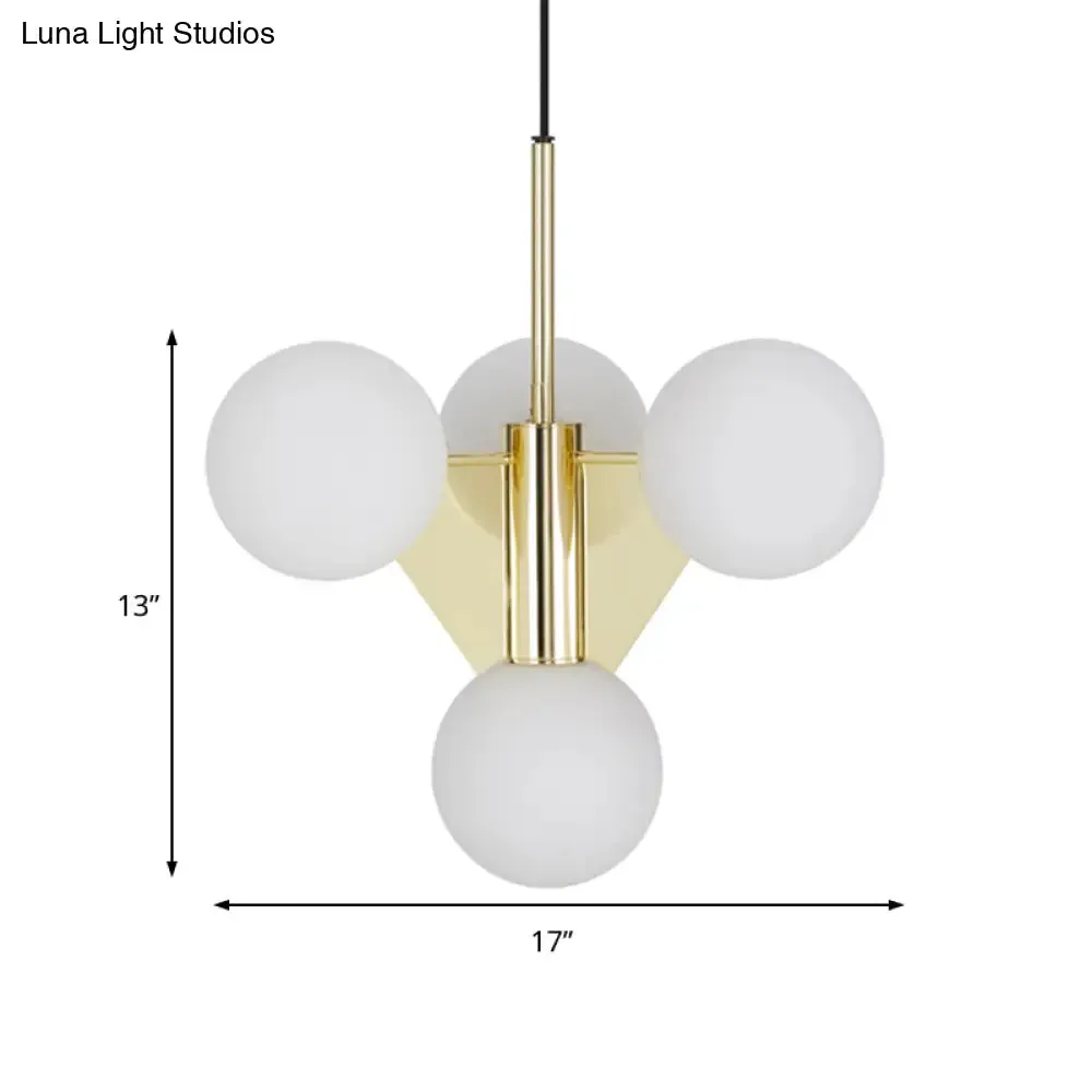 Modern Milky Glass Global Chandelier Pendant Lighting in Gold - 4 Heads Fixture