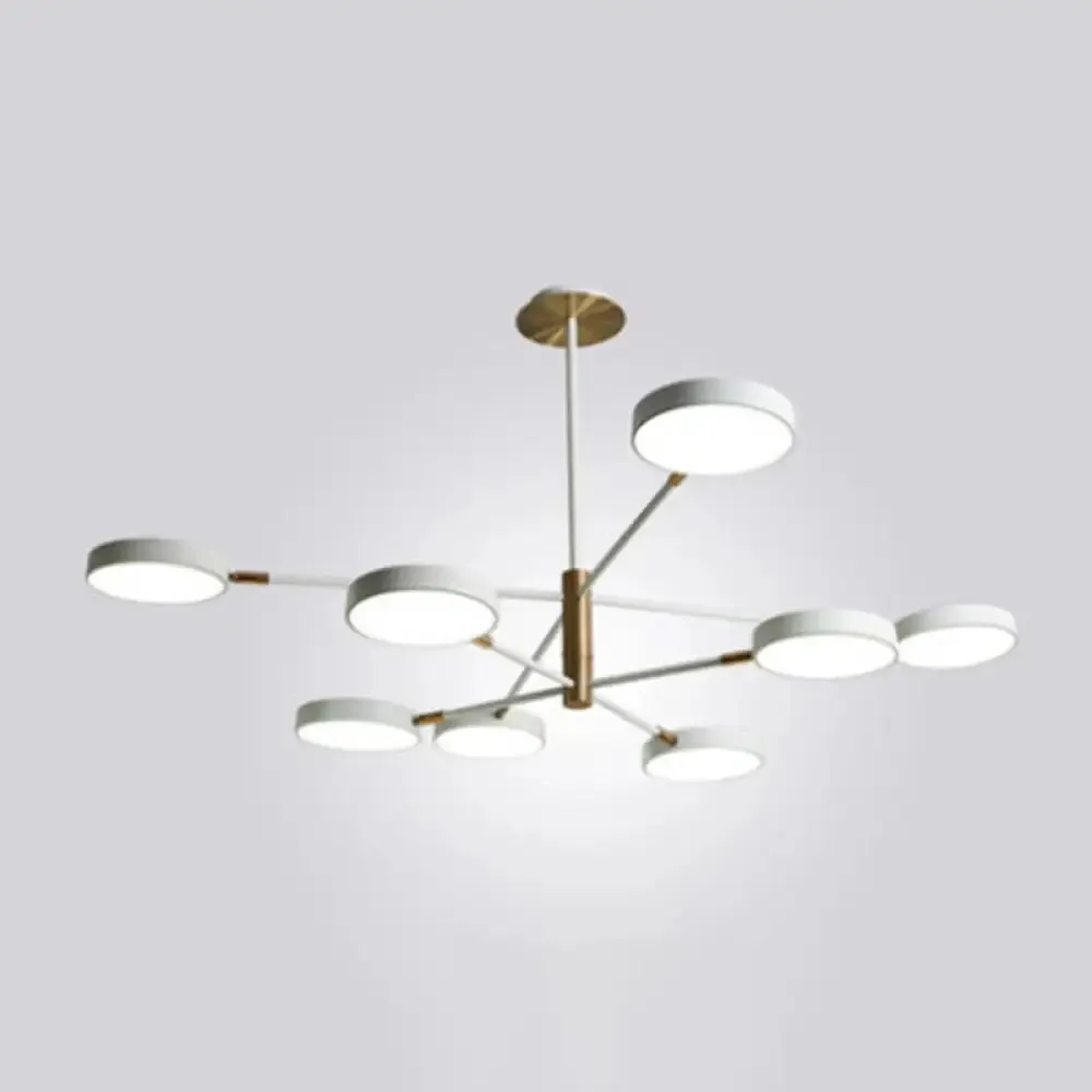 Modern Rotating Chandelier: Metallic Hanging Ceiling Light for Living Room