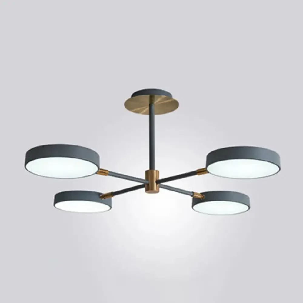 Modern Rotating Chandelier: Metallic Hanging Ceiling Light for Living Room