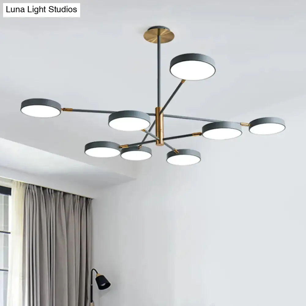 Modern Rotating Chandelier: Metallic Hanging Ceiling Light for Living Room