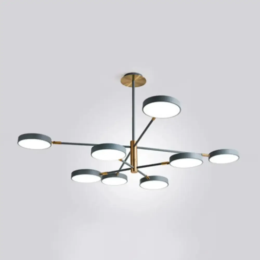 Modern Rotating Chandelier: Metallic Hanging Ceiling Light for Living Room