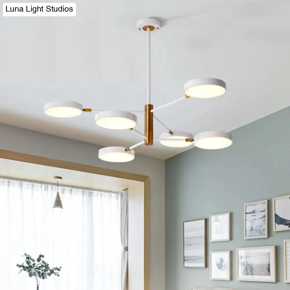 Modern Rotating Chandelier: Metallic Hanging Ceiling Light for Living Room