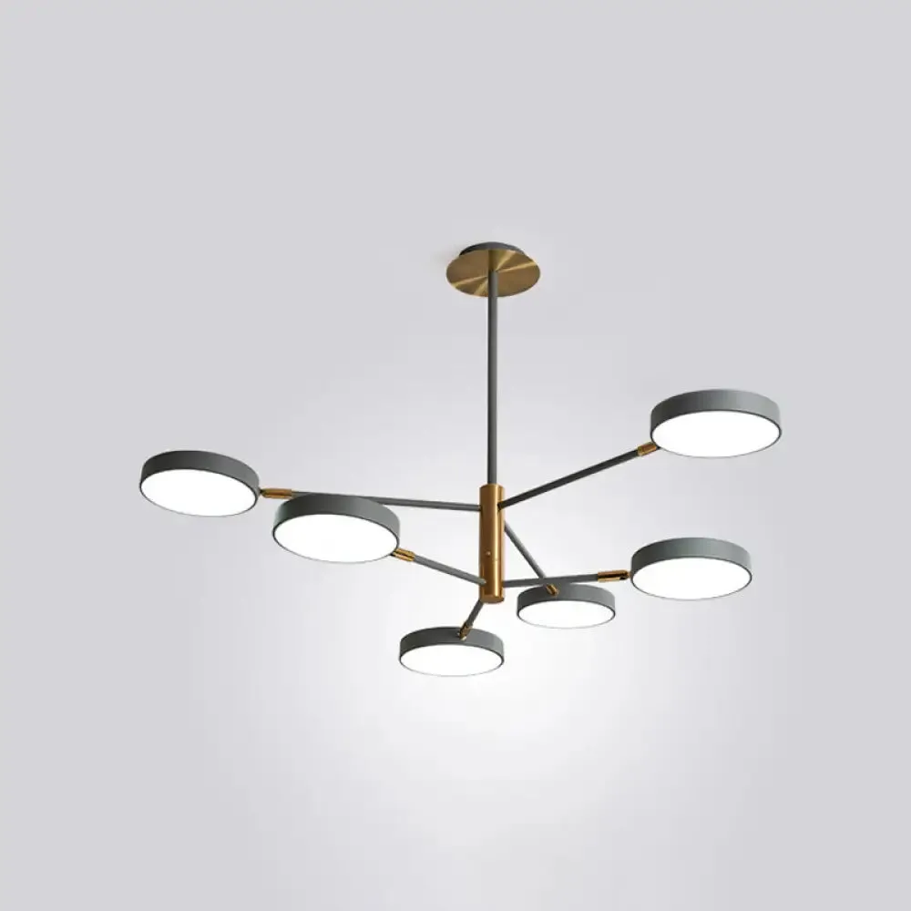 Modern Rotating Chandelier: Metallic Hanging Ceiling Light for Living Room