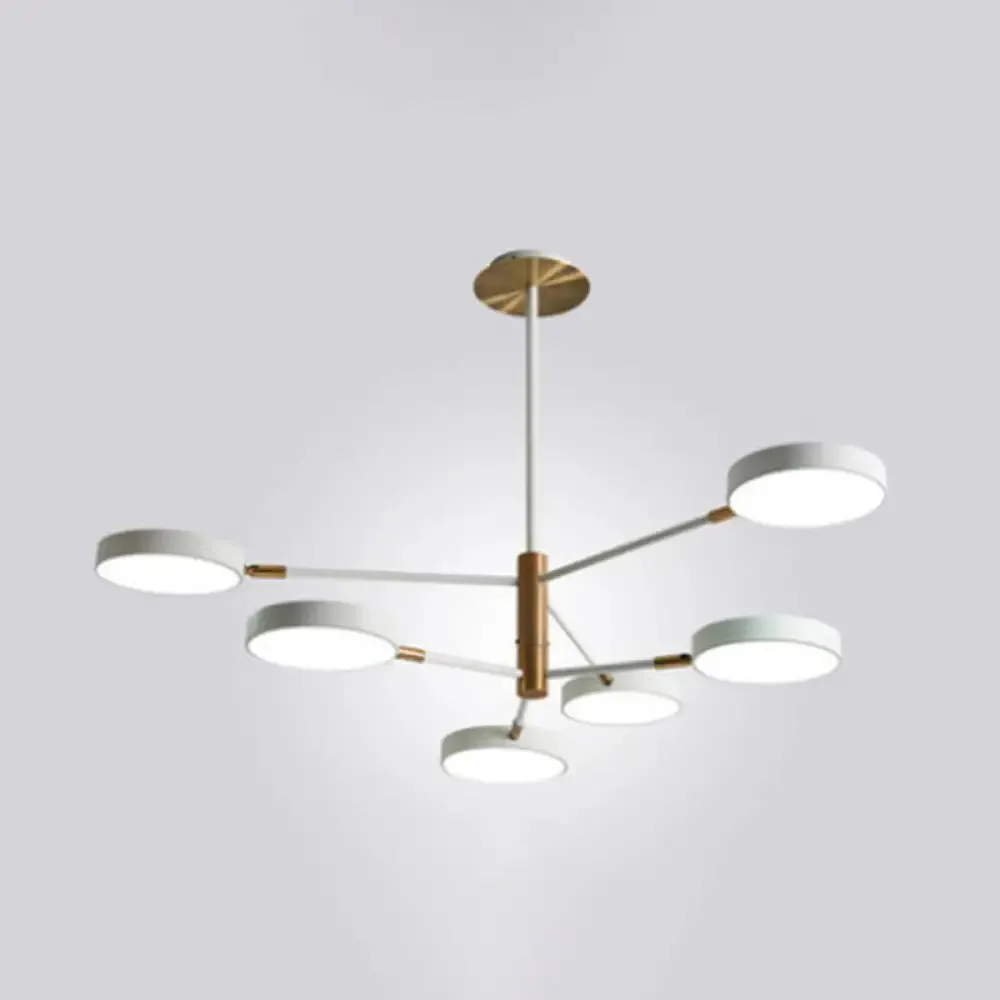 Modern Rotating Chandelier: Metallic Hanging Ceiling Light for Living Room