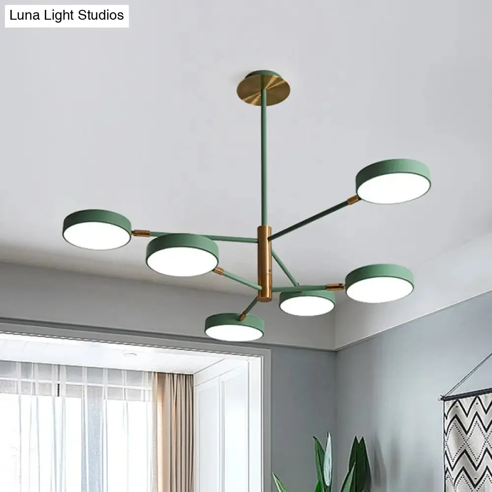 Modern Rotating Chandelier: Metallic Hanging Ceiling Light for Living Room