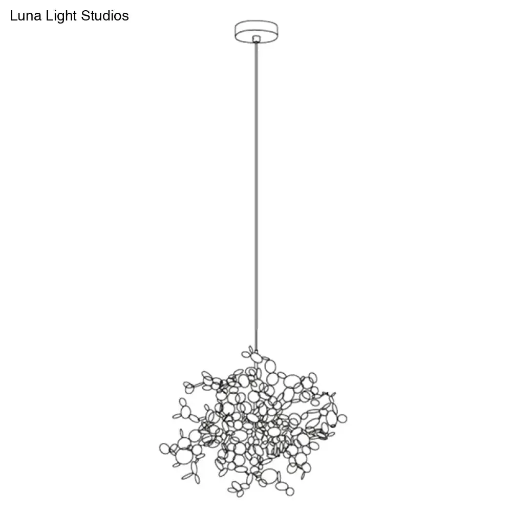 Modern Stainless Steel Leaf Pendant Light - Sequin Chandelier (3-Light) for Clothing Store