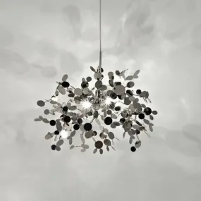 Modern Stainless Steel Leaf Pendant Light - Sequin Chandelier (3-Light) for Clothing Store