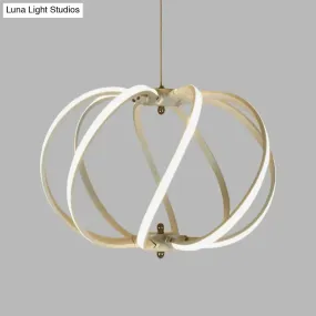 Modern White Drum Cage Chandelier - LED Acrylic Ceiling Pendant for Dining Table - White/Warm Light