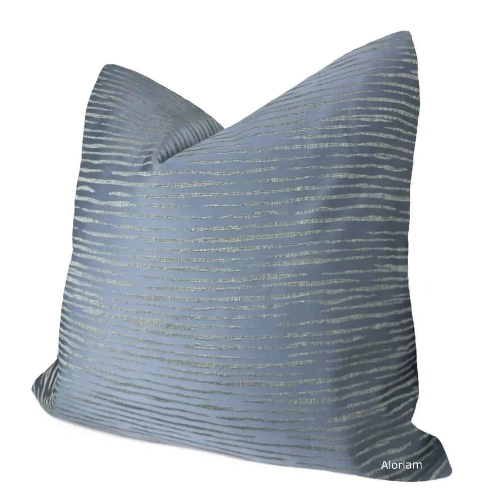 Morrison Slate Blue Freeform Stripes Pillow Cover