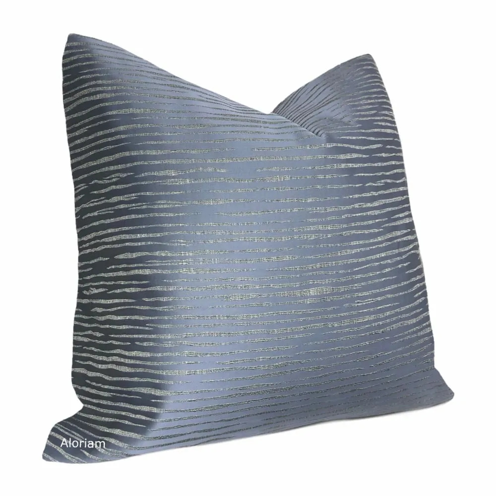 Morrison Slate Blue Freeform Stripes Pillow Cover