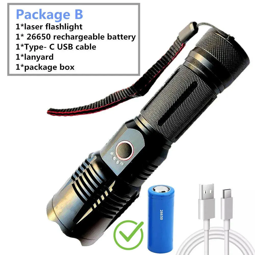 Most Powerful Long Range LED Flashlight High Power Tactical USB Rechargeable Torch Strong Light Hand Lantern for Camping,Hunting