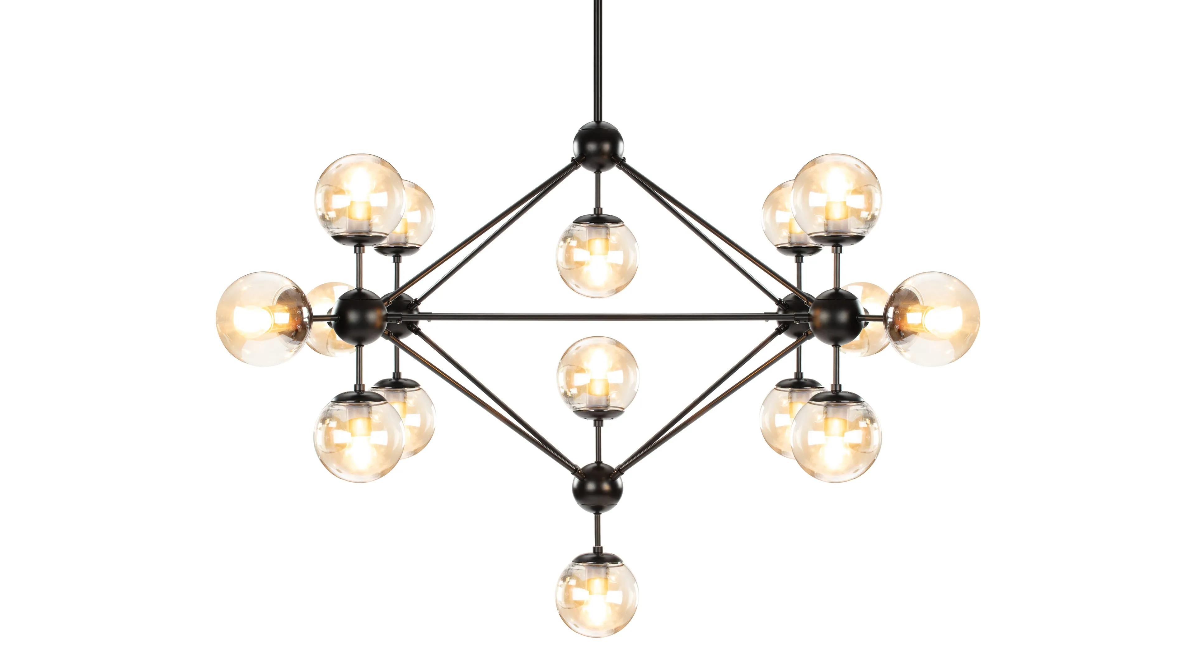 Moto - Moto Chandelier, Large, Smoked Glass and Black