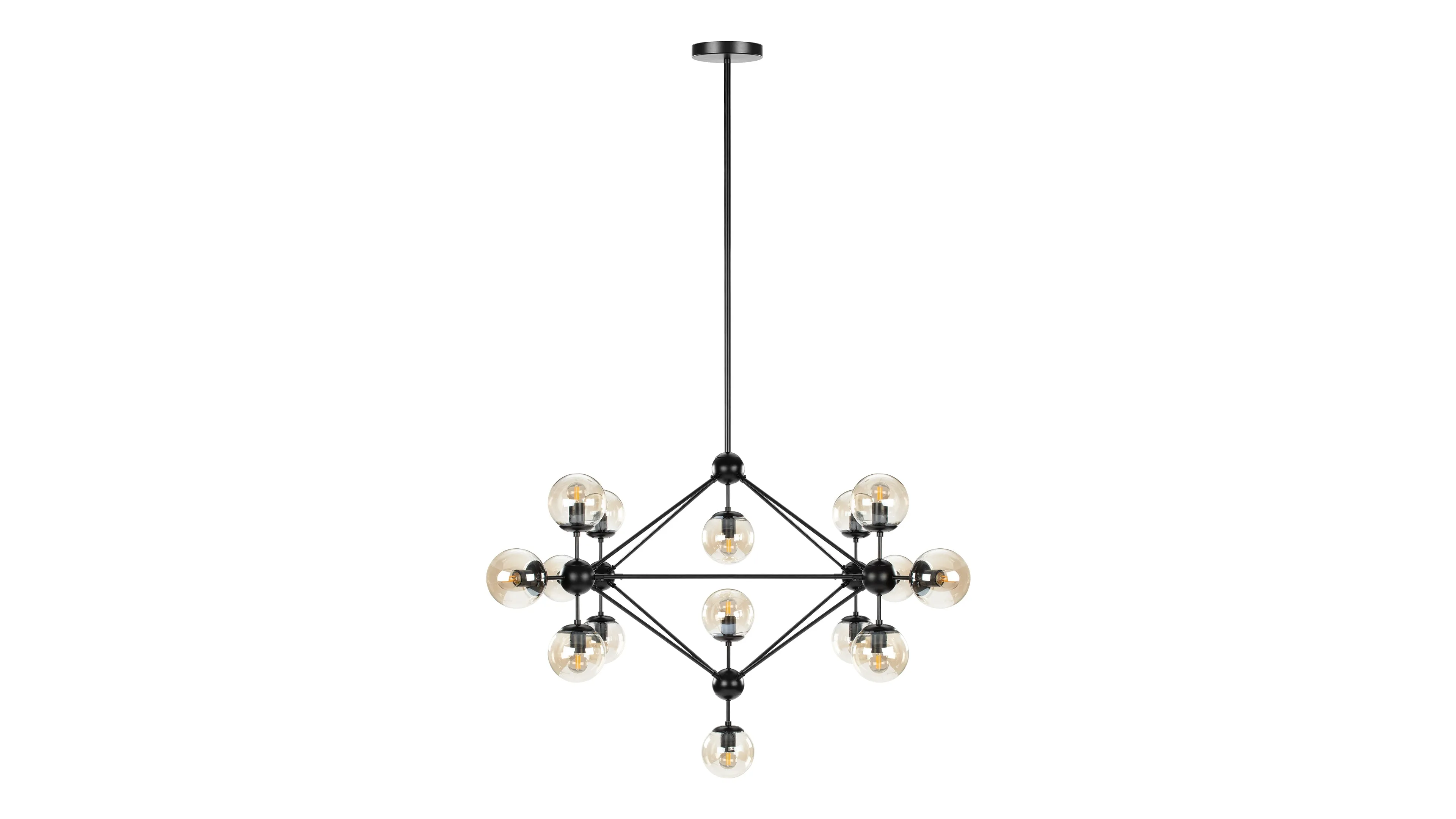 Moto - Moto Chandelier, Large, Smoked Glass and Black