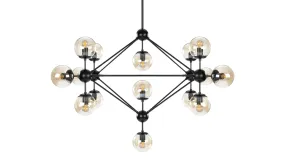 Moto - Moto Chandelier, Large, Smoked Glass and Black