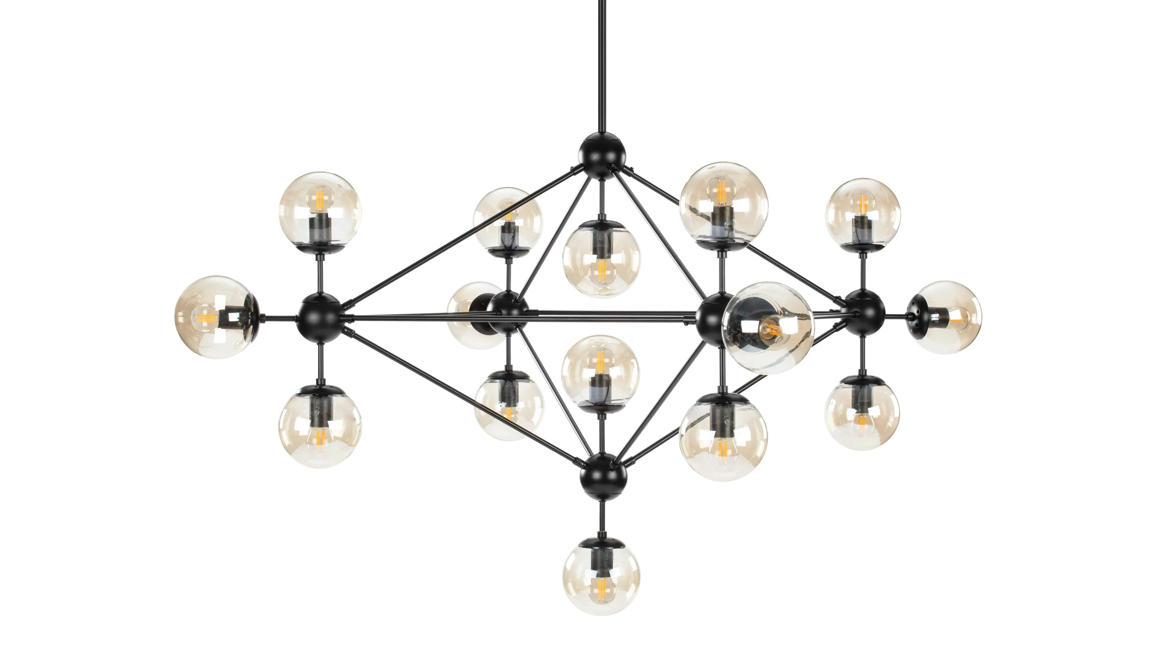 Moto - Moto Chandelier, Large, Smoked Glass and Black