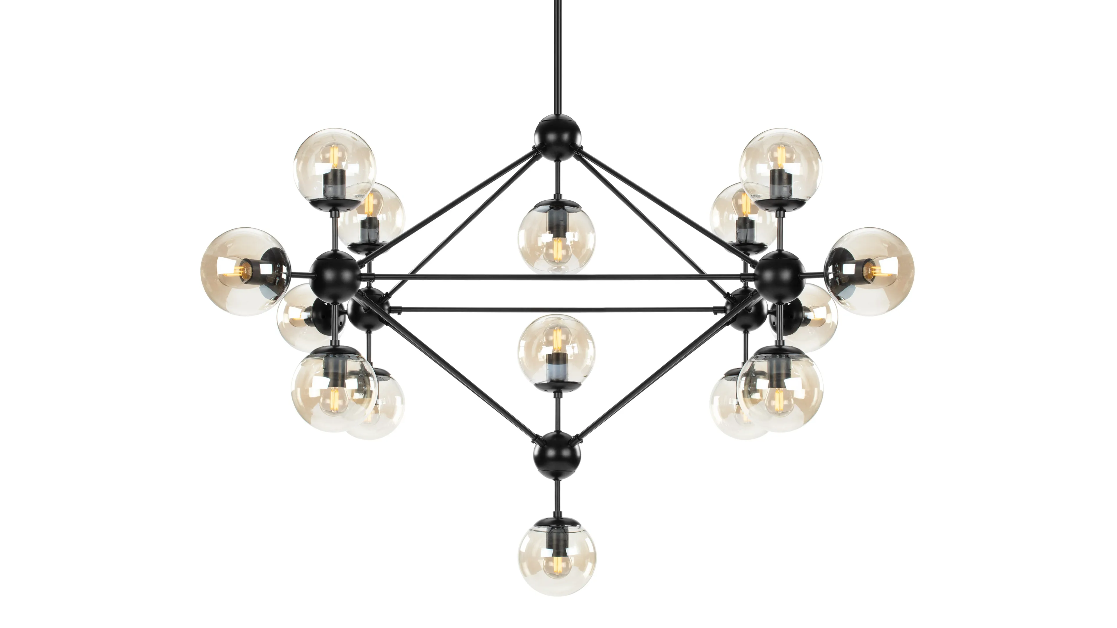 Moto - Moto Chandelier, Large, Smoked Glass and Black