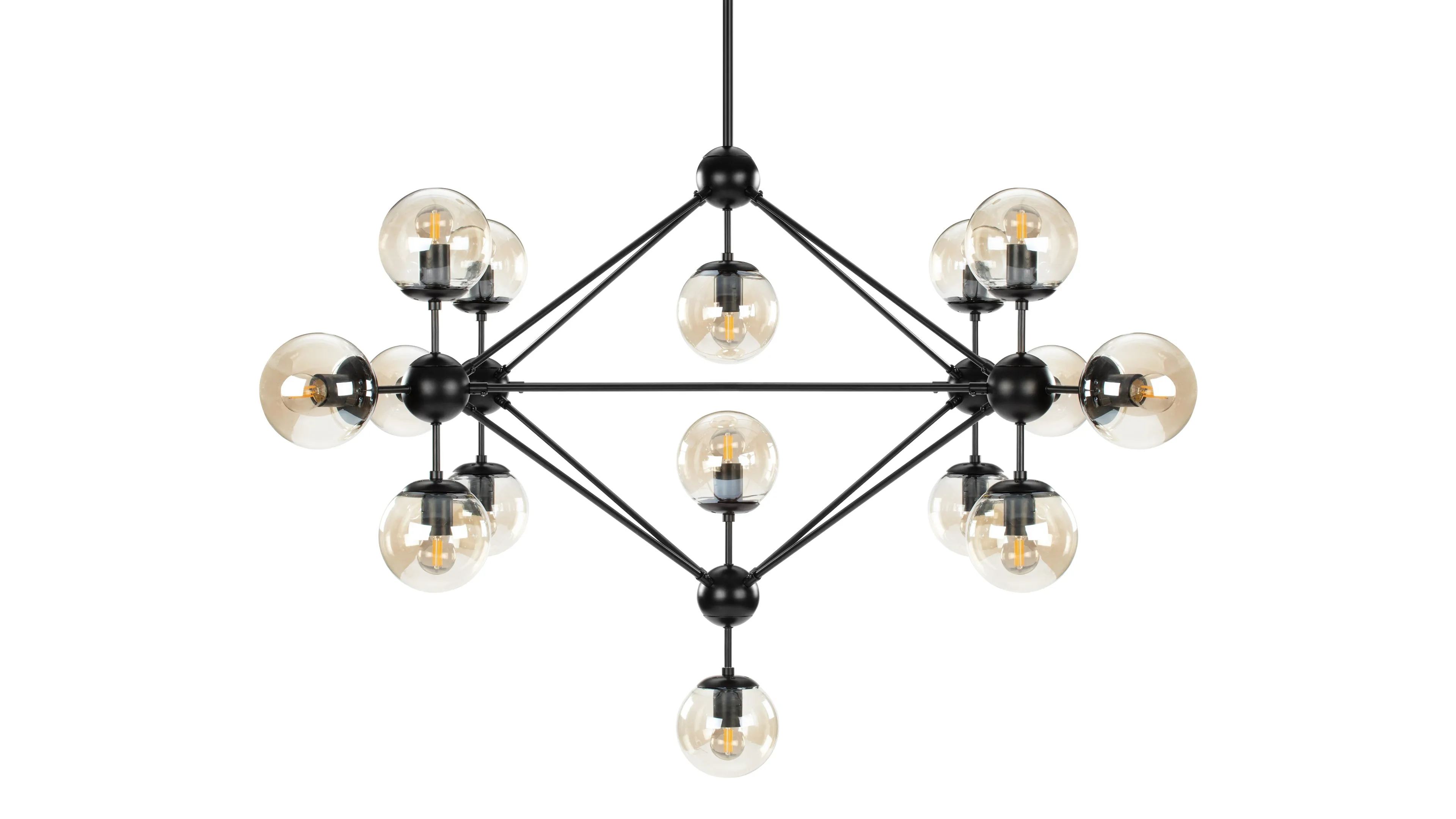 Moto - Moto Chandelier, Large, Smoked Glass and Black