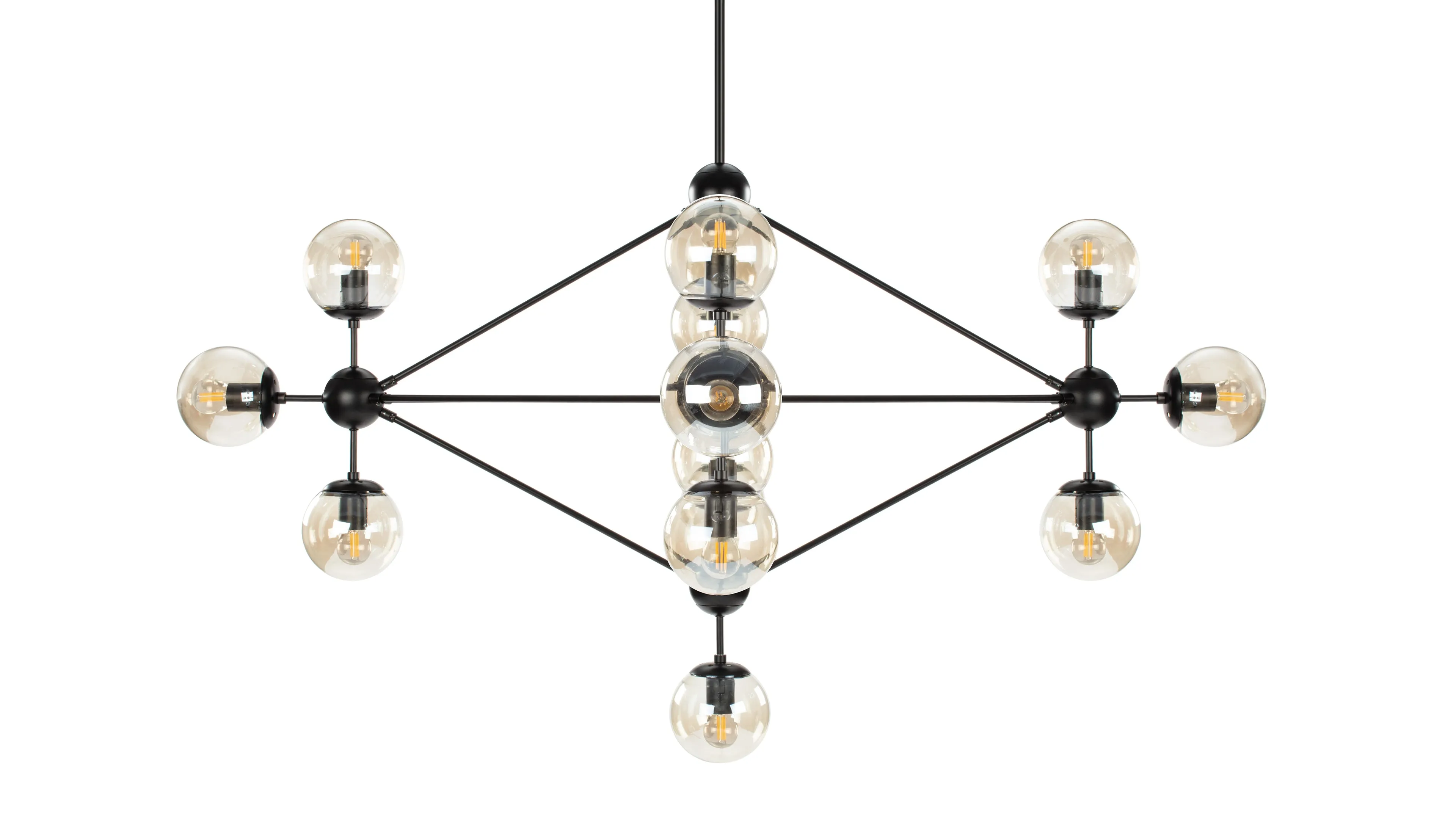 Moto - Moto Chandelier, Large, Smoked Glass and Black