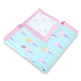 Muslin Blanket - 6 Layered - Heart/Ice-Cream Print