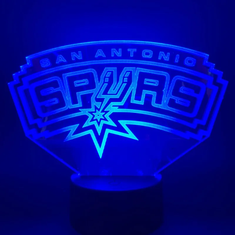 NBA San Antonio Spurs team logo 3D lamp -1/3/7/16 colors lamp base