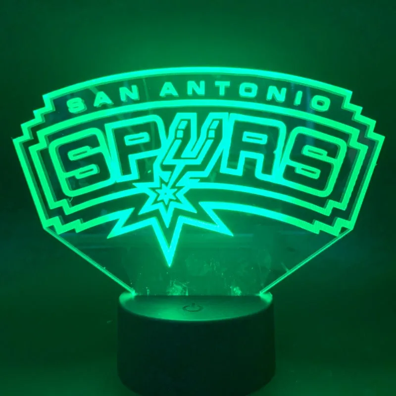 NBA San Antonio Spurs team logo 3D lamp -1/3/7/16 colors lamp base