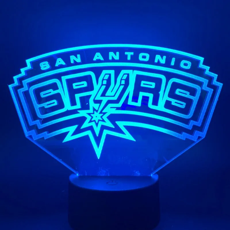 NBA San Antonio Spurs team logo 3D lamp -1/3/7/16 colors lamp base