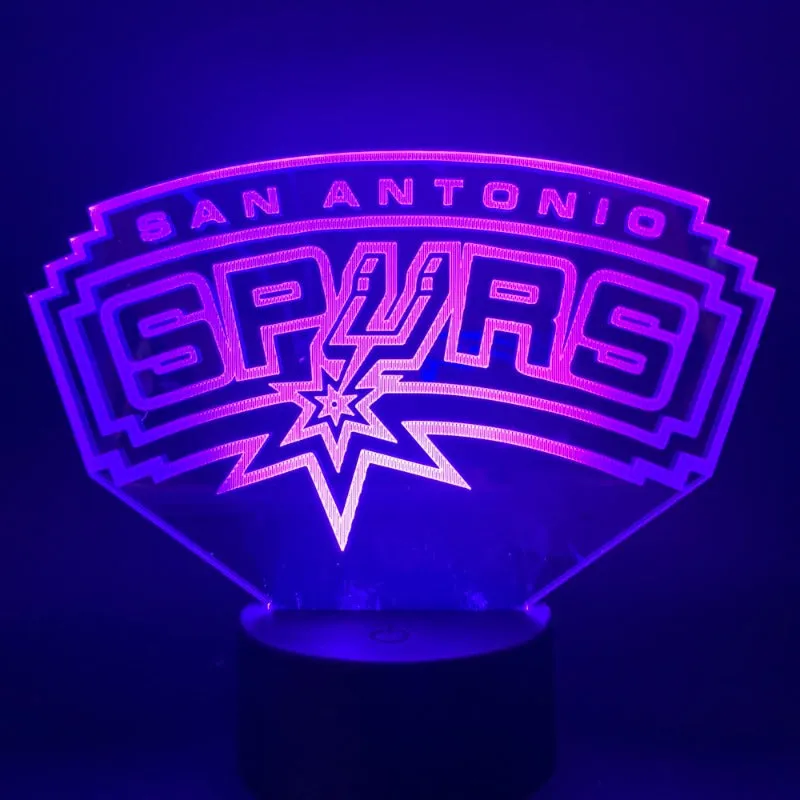 NBA San Antonio Spurs team logo 3D lamp -1/3/7/16 colors lamp base