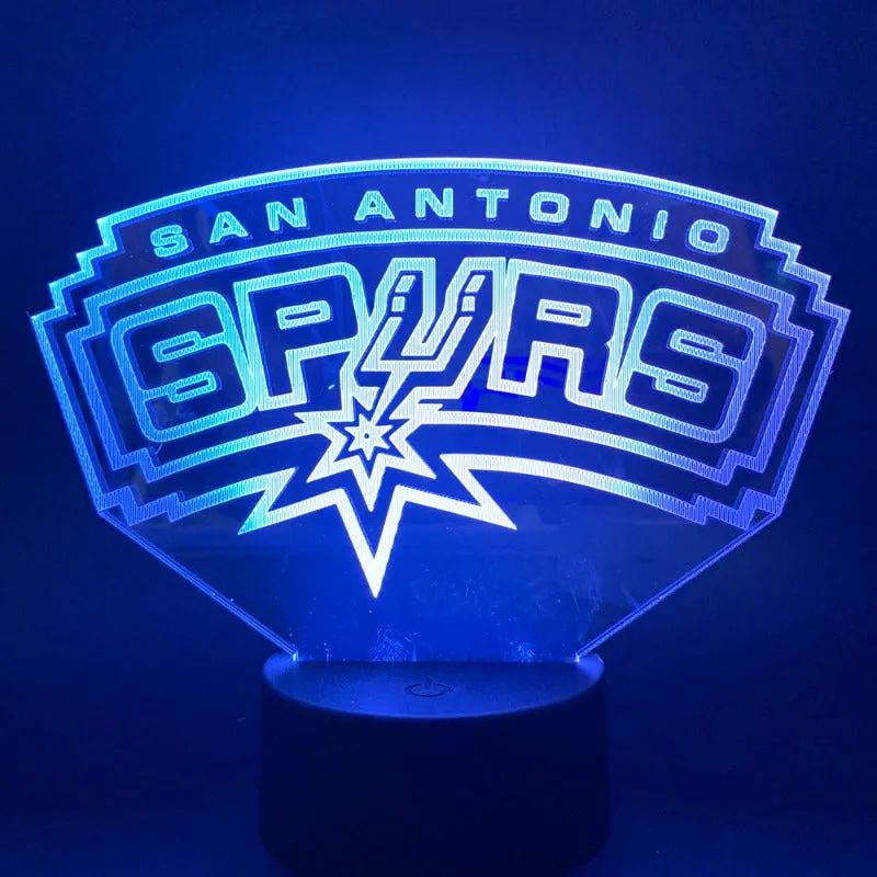 NBA San Antonio Spurs team logo 3D lamp -1/3/7/16 colors lamp base