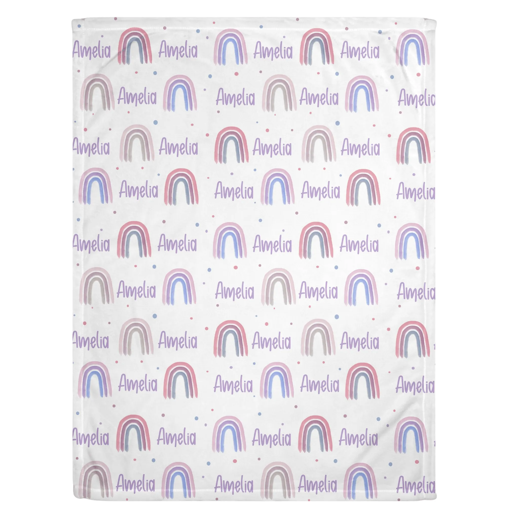 Neutral Rainbow Print (Berry) Personalized Minky Blanket (Luxe Minky)