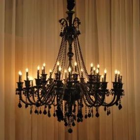 New Large Foyer / Entryway Jet Black Gothic Crystal Chandelier Lighting 52X46 30 Lights - A46-BLACK/757/30