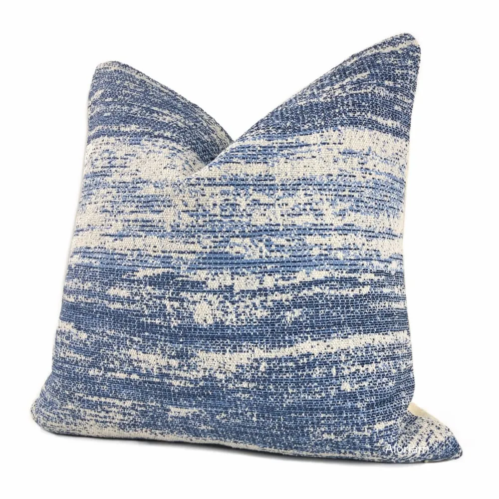 Newport Blue Cream Abstract Texture Pillow Cover