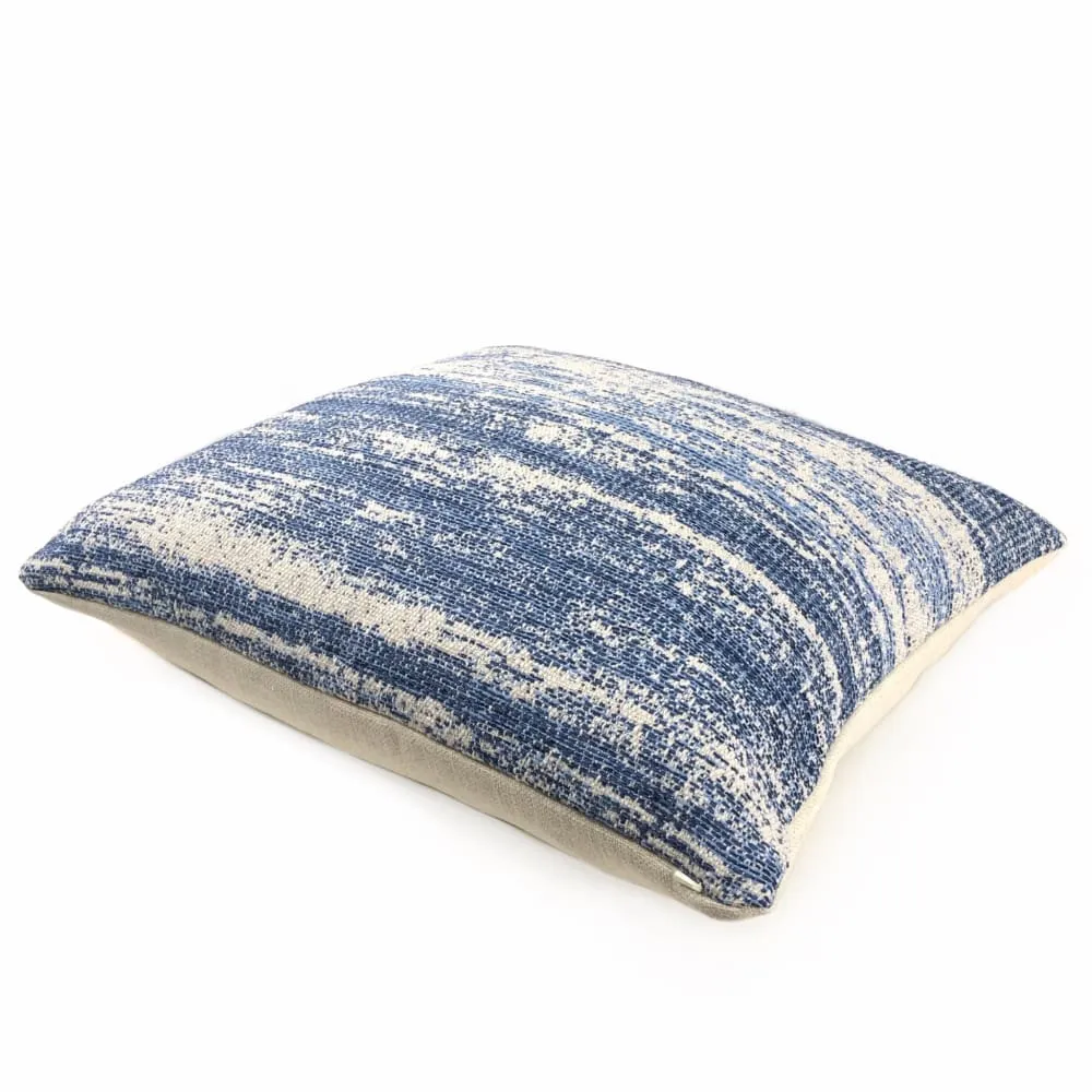 Newport Blue Cream Abstract Texture Pillow Cover