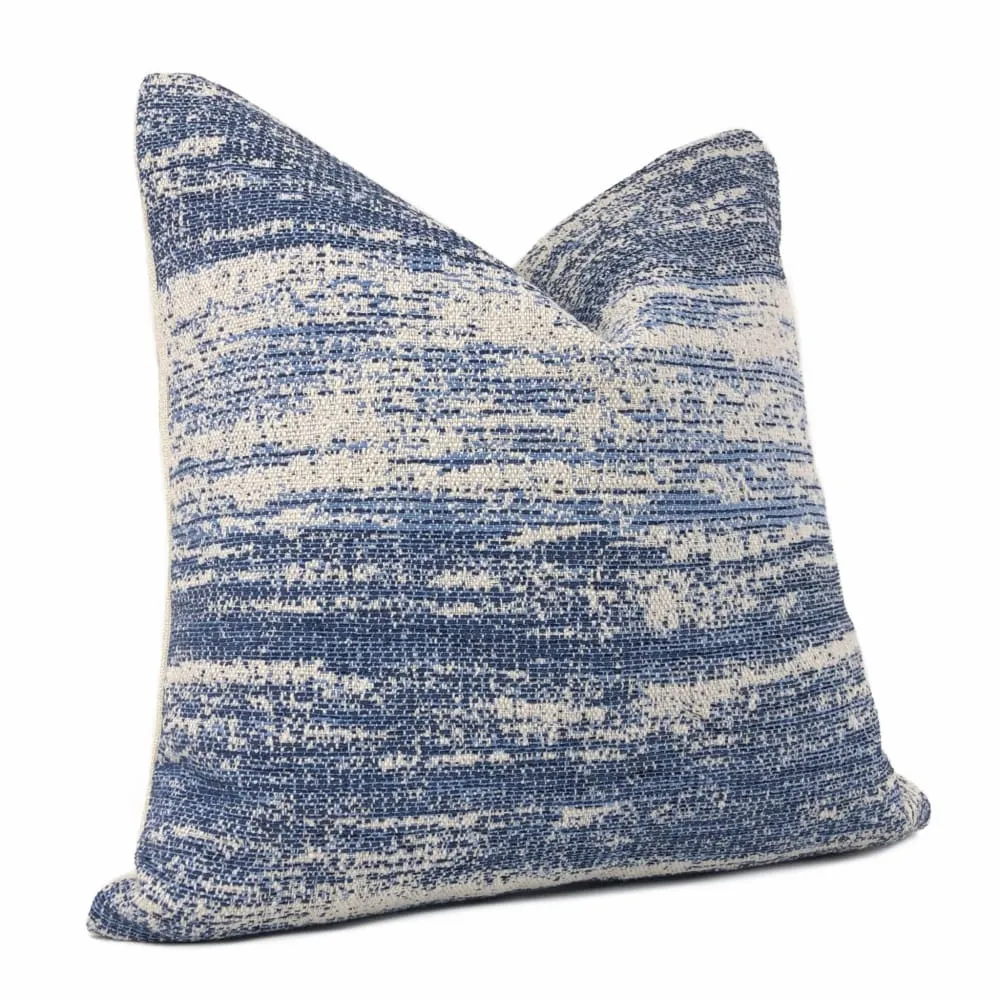 Newport Blue Cream Abstract Texture Pillow Cover