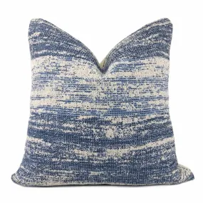 Newport Blue Cream Abstract Texture Pillow Cover