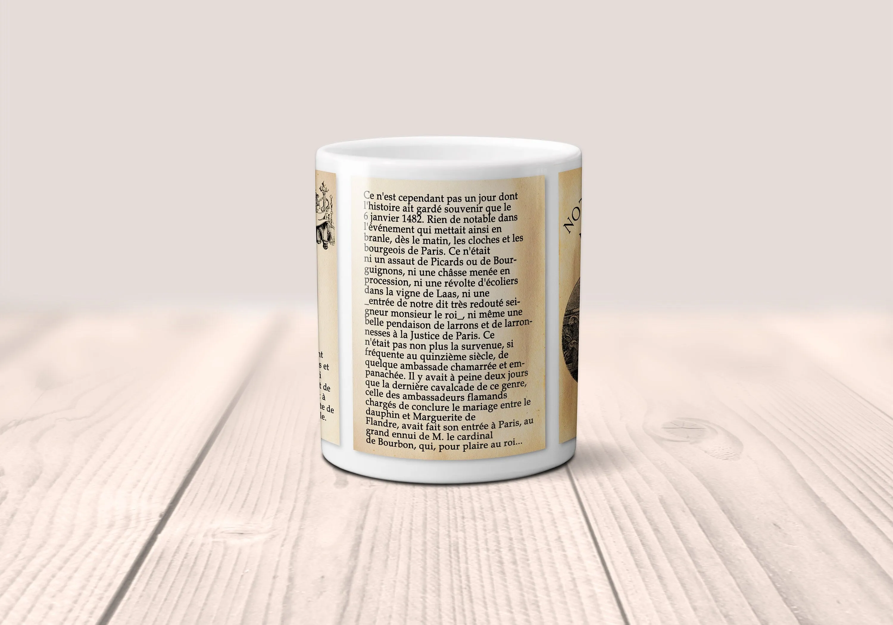 Notre-Dame de Paris by Victor Hugo Mug. Coffee Mug with Notre-Dame de Paris book Title and Book Pages, bookish gift, Literary Mug, Book Mug.