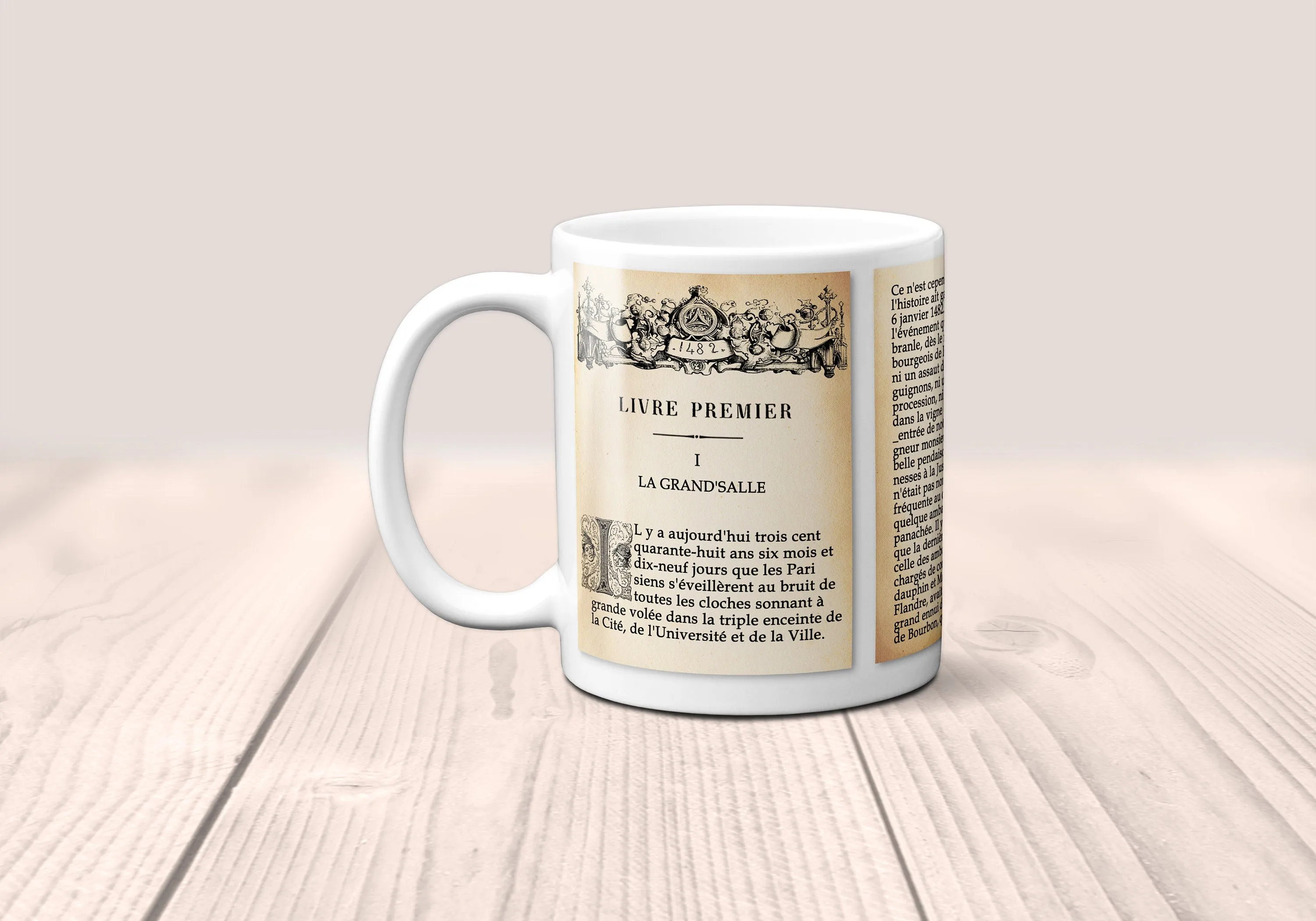 Notre-Dame de Paris by Victor Hugo Mug. Coffee Mug with Notre-Dame de Paris book Title and Book Pages, bookish gift, Literary Mug, Book Mug.