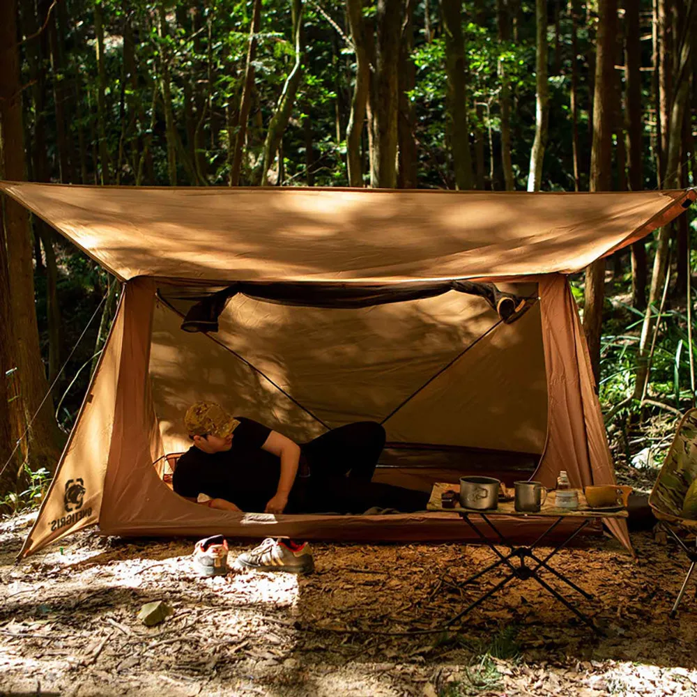 OneTigris Backwoods Bungalow Ultralight Bushcraft Shelter - Coyote Brown