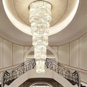 Oversized Multi-layer Crystal Ceiling Chandelier for Duplex Luxury Villa/High-Ceiling Space