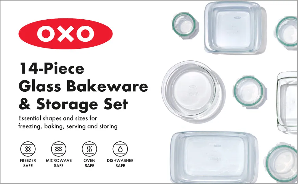 OXO GG 14 PC  GLASS BAKE, SERVE AND STORE SET