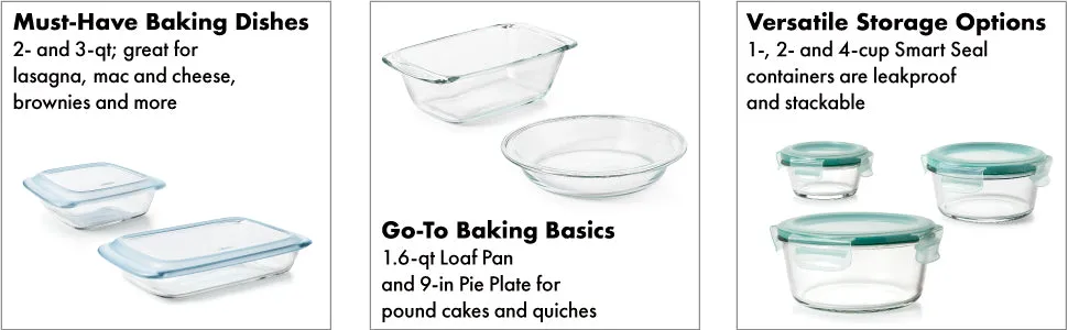 OXO GG 14 PC  GLASS BAKE, SERVE AND STORE SET