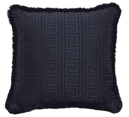 Pair Versace Greek Key Jacquard Pillow - Black Silver New 19.7cm x 19.7cm Plus FREE Macthing Versace Jacquard Greek Key Black Pillow