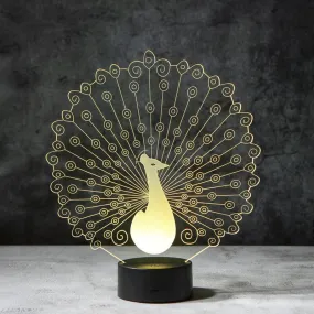 Peafowl Peacock 3D Illusion Lamp