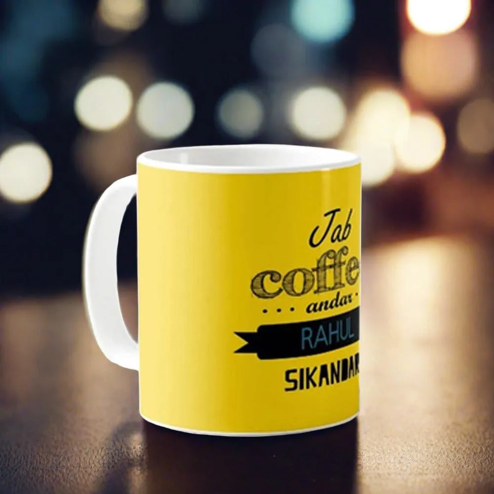 Personalised Tea Coffee Cups - Sikandar Yellow