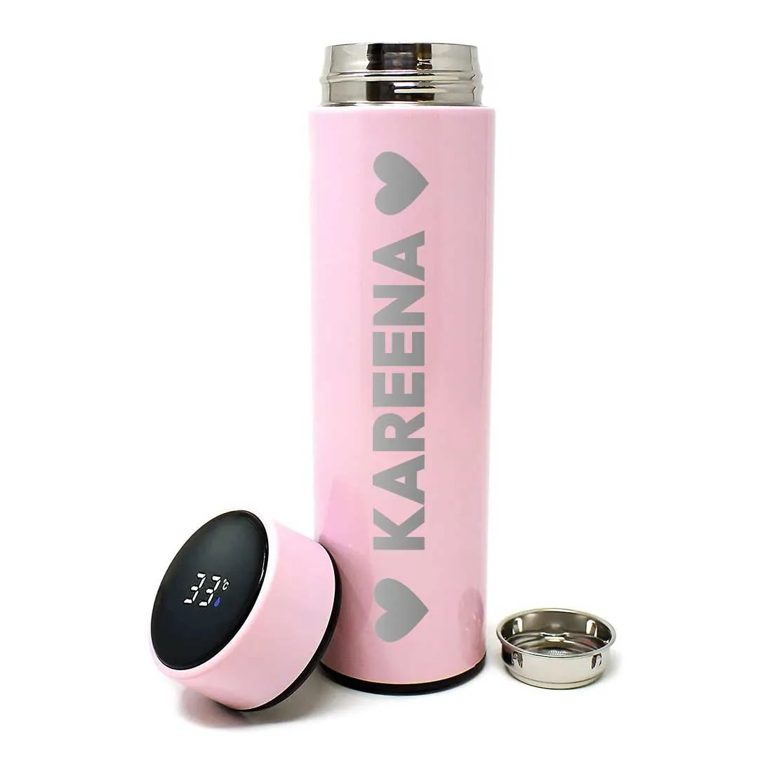 Personalised Thermos Bottle for Coffee Travel With Temperature Display- Heart