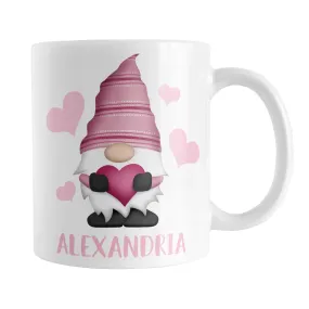 Personalized Pink Heart Gnome Mug