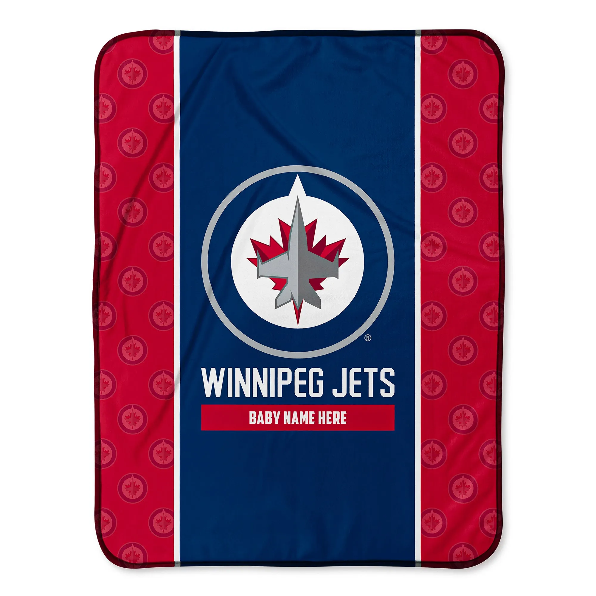 Personalized Winnipeg Jets Icon Baby Pixel Fleece Blanket