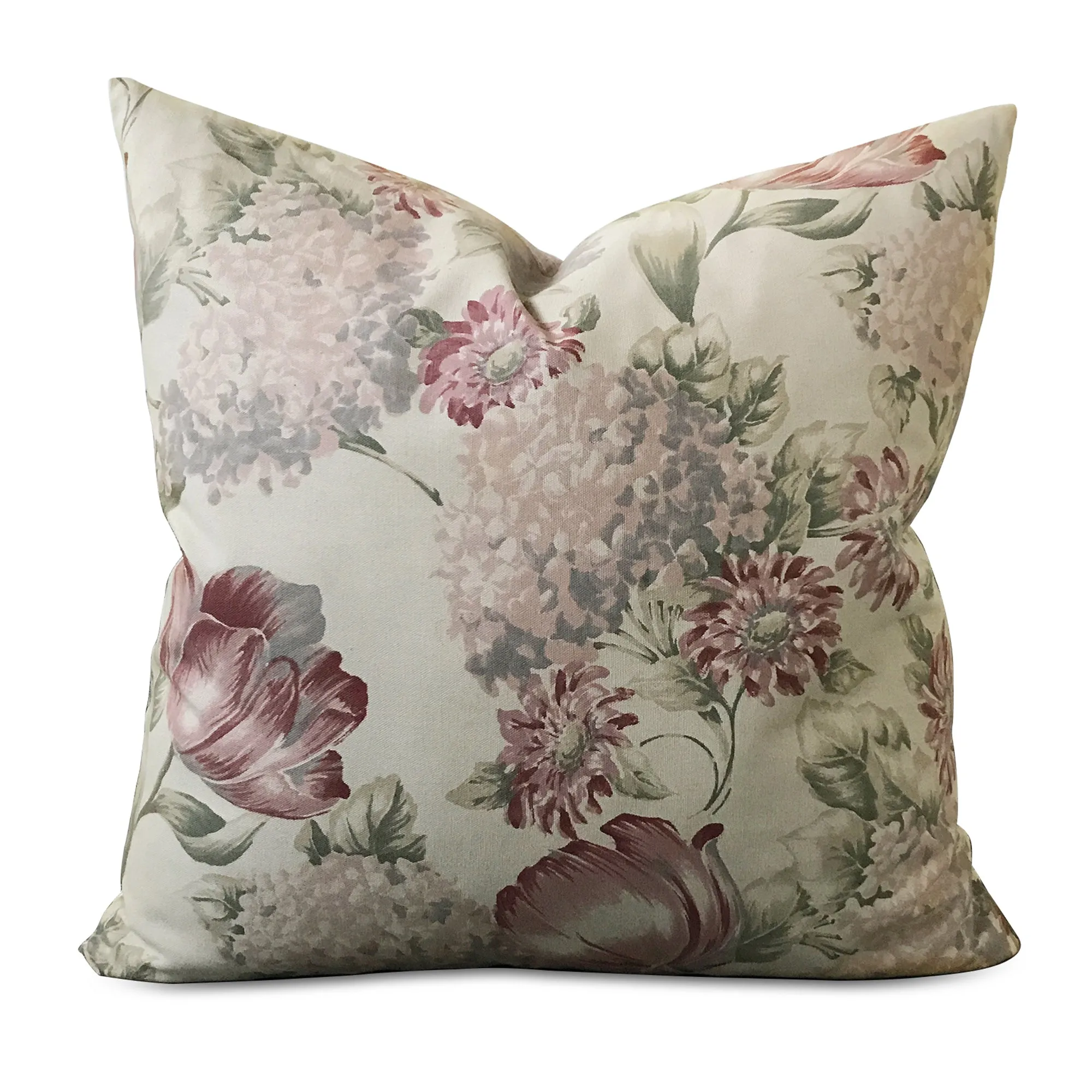 Pink Purple Floral Throw Pillow Cover 24x24